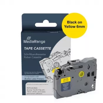 MediaRange MRBTZ611 etikečių juosta 6mm juoda ant geltonos 8m Brother TZe-611