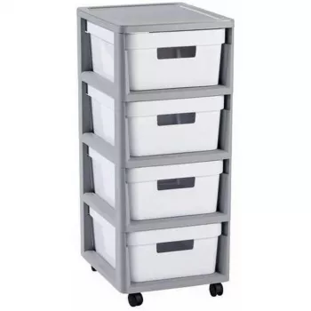 Curver Infinity mobilus saugojimo bokštas su 4 stalčiais, 40 L, pilkas/baltas