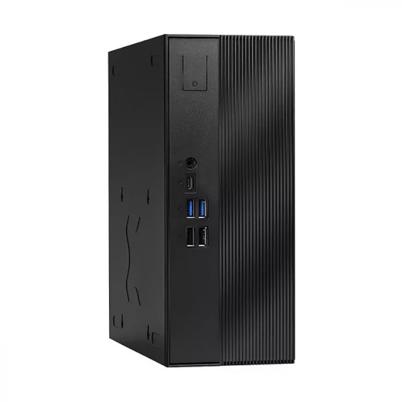 ASRock DeskSlim B760 Mini PC Barebone - Intel B760, LGA1700, DDR4 SO-DIMM, 2x M.2 PCIe Gen4, HDMI 2.1, DP 1.4, VGA, USB-C, Gigabit LAN, 1,92L, juodas