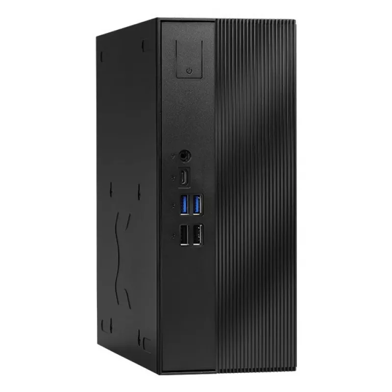 ASRock DeskSlim X600 Barebone mini kompiuteris, AMD AM5 lizdas, DDR5 SO-DIMM, PCIe Gen5 M.2, 2.5GbE, be RAM/atmintinės/OS, juodas