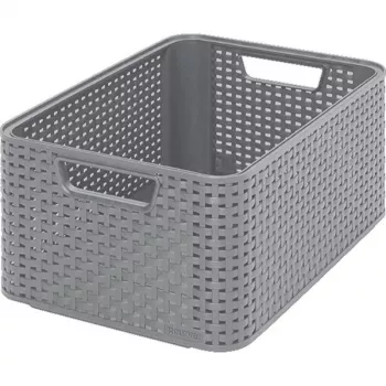 CURVER Style dėžė M 38,6x28,7x17 cm šviesiai pilkos spalvos rotango efektu 17L