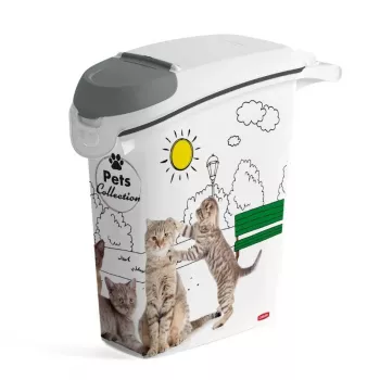CURVER Petlife hermetiškas pašaro laikymo konteineris 23L šunims ir katėms, 10kg sauso pašaro, BPA-free plastikas, snap-lock dangtis, pilkas