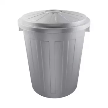 KEEEPER Mats 50L Maxi atliekų konteineris, sidabrinis, su stūmimo dangteliu, milteliniu būdu dažytas plienas, Ø50x55cm