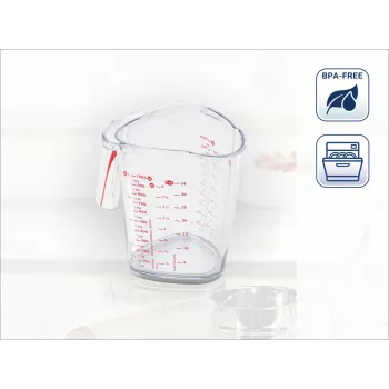 LEIFHEIT matavimo indas 1 l, permatomas, SAN plastikas, ml/l/gramų skalės, tinka plauti indaplovėje