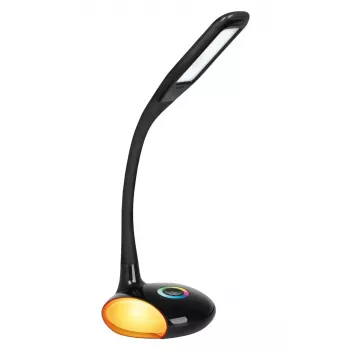 Activejet AJE-VENUS RGB juodas LED stalinis šviestuvas su RGB pagrindu, 7W pagrindinė šviesa, 3W RGB pagrindas, 400lm, 3000K/4500K/6000K, jutiklinis valdymas, lanksti ranka