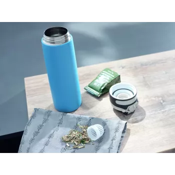 LEIFHEIT Thermos Flip 600ml šviesiai mėlyna vakuuminė termostatinė nerūdijančio plieno gertuvė