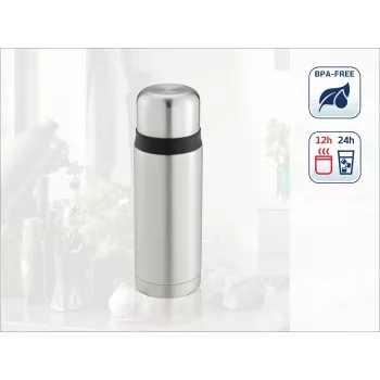 LEIFHEIT Thermos Coco 0.75L vakuuminė termo gertuvė, nerūdijančio plieno su stiklo vidumi, sidabrinė