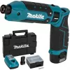 Makita TD023DSE 7.2V Li-ion akumuliatorinis kampinis smūginis suktuvas su 2 baterijomis, įkrovikliu ir dėklu