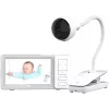 Chillax DM685 Wi-Fi/FHSS vaizdo kūdikio stebėjimo sistema su 5 inch tėvų bloku, 1080p kamera, pasukama-pakreipiama, naktinio matymo funkcija, dvipusis ryšys, temperatūros jutiklis, lopšinės, balta