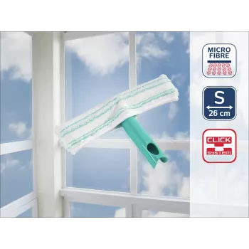 LEIFHEIT Window Washer M rankinis langų valytuvas su Click System, 28 cm gumos mentelė, ergonomiška neslystanti rankena, balta/žalia