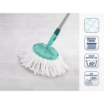 LEIFHEIT Clean Twist Disc Mop komplektas su 2 mikropluošto šluostėmis, baltas