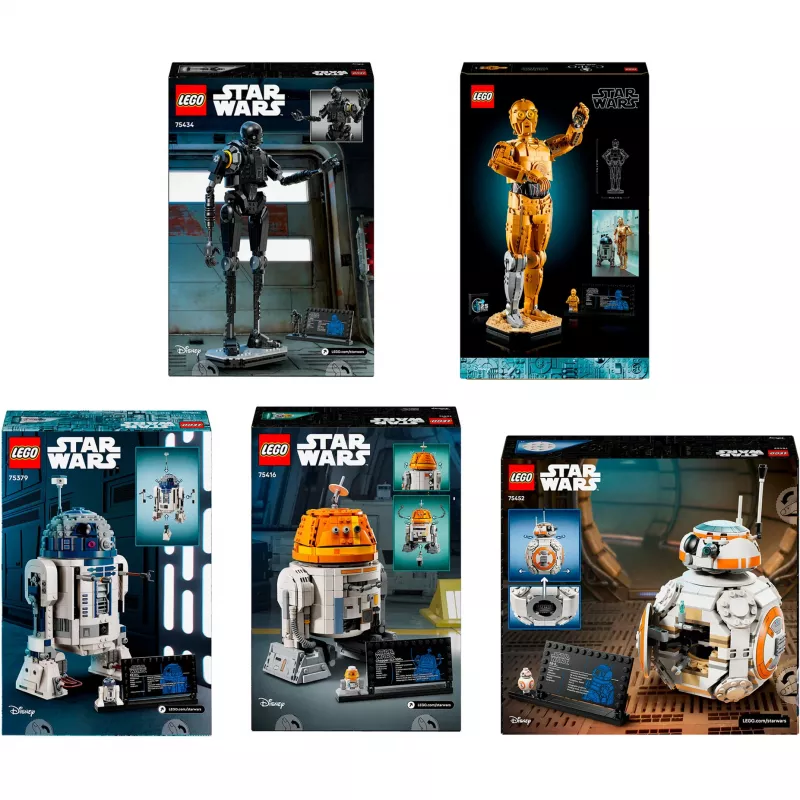 LEGO Star Wars droidų rinkinys (BB-8, R2-D2, BB-9E) – programuojami robotai su programėle