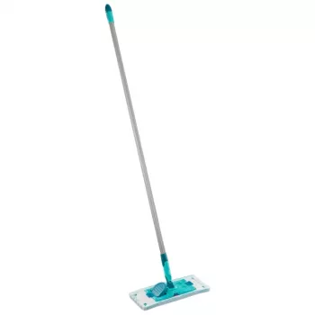 LEIFHEIT POWER CLEAN M Micro Duo plokščioji šluostė su teleskopiniu kotu, 33 cm, žalia/balta/pilka