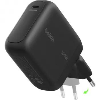 Belkin BOOSTCharge 100W USB-C GaN sieninis įkroviklis - juodas WCH025KQBK
