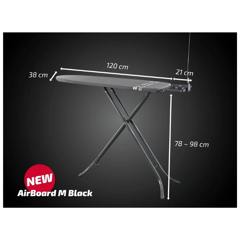LEIFHEIT Air Board M lyginimo lenta, Thermo-Reflect, juoda, 120 x 38 cm
