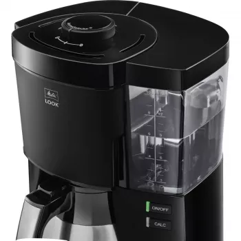 Melitta Look Therm 1025-12 juoda filtravimo kavos aparatas su termosu, 1000 W, 8 puodeliai