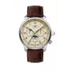 Zeppelin Mediterranee 96365_SET automatinis laikrodis, 42 mm, žalias saulės spindulių ciferblatas, rudi odiniai ir Milanese mesh apyrankės
