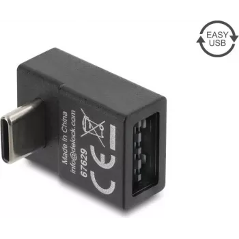 Delock USB 2.0 USB Type-C (vyriškas) į Easy USB Type-A (moteriškas) kampuotas adapteris, juodas