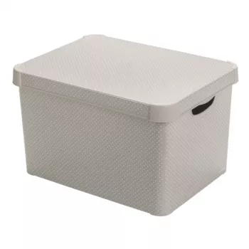 Curver Deco Stockholm L dėžė su dangčiu 39,5x29,5x23,5 cm Dots juoda/balta