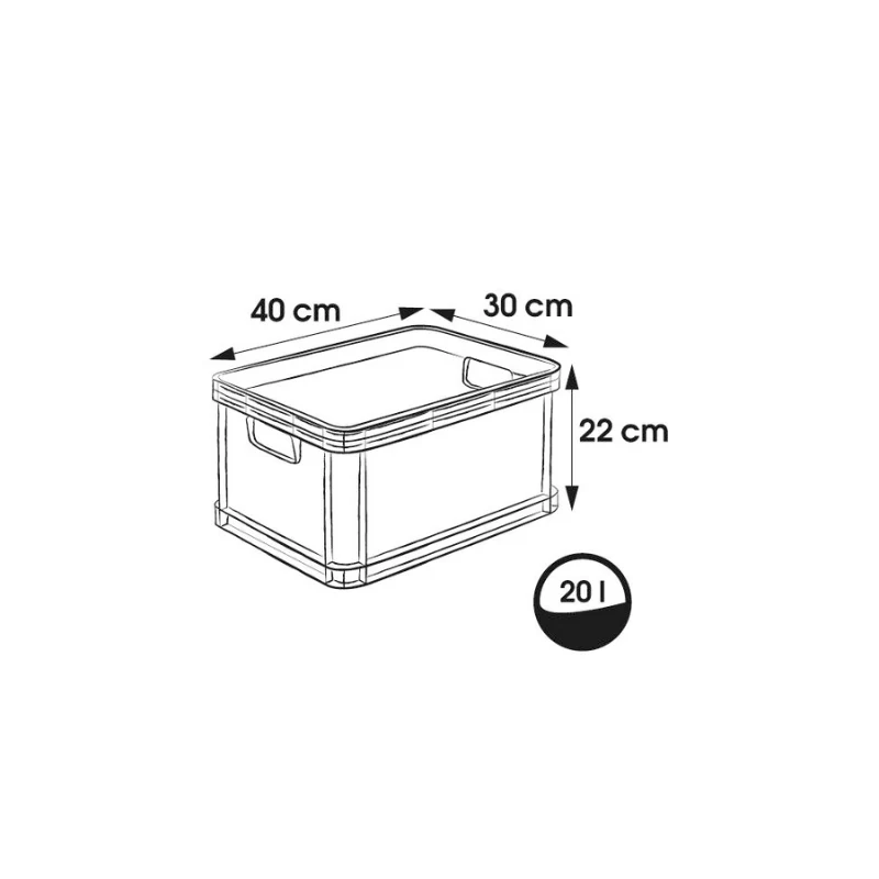 KEEEPER Robert 20L Euro konteineris, 400 x 300 x 220 mm, grafito spalvos, maksimali apkrova 30 kg, sukraunamas, tinkamas maistui