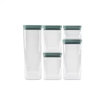CURVER Kara sausų maisto produktų laikymo indelių rinkinys 0,5 l + 2x1,2 l + 1,8 l + 2,4 l, permatomas/žalsvai mėlynas, 6 dalių, hermetiškas, sukraunamas, be BPA