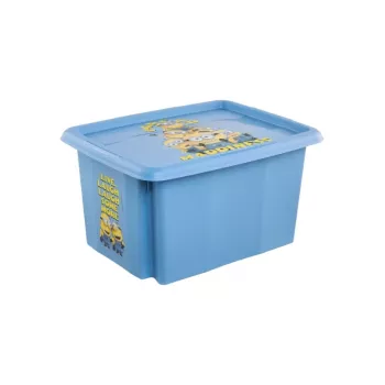 keeeper dėžė su dangčiu 15L Karolina “Minions Happiness” 38x29,5x20,5cm šviesiai mėlyna