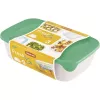 Curver Fresh & Go maisto laikymo indų rinkinys, 3 stačiakampiai indai, 2L + 1L + 0,5L, permatomi su spalvotais sandariais dangčiais