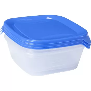 CURVER Fresh&Go maisto indų rinkinys, 3 vnt., 0,8 l, mėlynas, su hermetiškais dangčiais, be BPA, tinka mikrobangų krosnelei, šaldymo kamerai, indaplovei