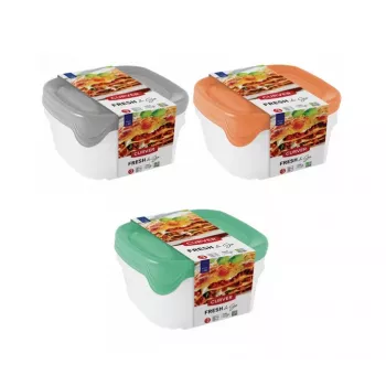 Curver Fresh & Go maisto laikymo indų rinkinys, 3 vnt., 0,8 L, stačiakampiai, hermetiški dangteliai, skirtingų spalvų, be BPA