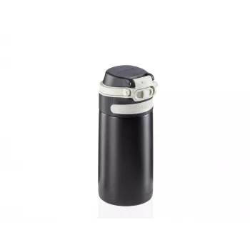 LEIFHEIT Thermo Mug Flip 350 ml juoda vakuuminė termo kelioninė stiklinė su atidengiamu dangteliu