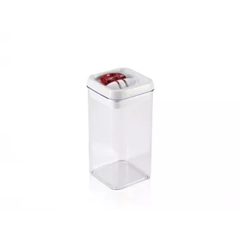 LEIFHEIT Fresh&Easy maisto laikymo indas 1,2 L, hermetiškas, be BPA, permatomas su baltu/pilku dangteliu