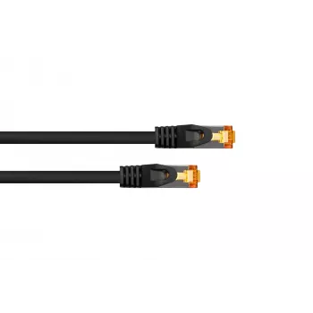 Kabelmeister RJ45 tinklo kabelis Cat.7 S/FTP, TPE apvalkalas, be halogenų, juodas, 0,15 m