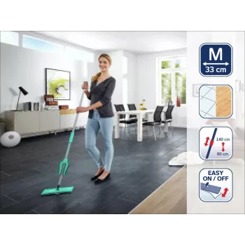 LEIFHEIT Picobello M Micro Duo grindų valymo šluota su teleskopiniu kotu, 33 cm valymo plotis, žalia/balta