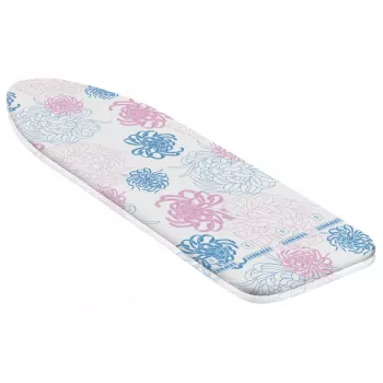 LEIFHEIT Cotton Classic S lyginimo lentos užvalkalas 112x34 cm, 100% medvilnė, putų pamušalas, virvelės tvirtinimas, mėlynai baltas raštas
