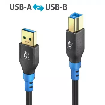 PureLink FlexInstall USB-A į USB-B kabelis USB 3.0 5Gbps 1,50m juodas