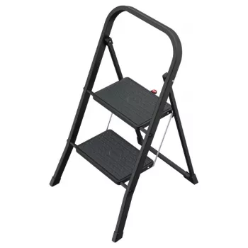 HAILO K44 StandardLine sulankstomas laiptelis su apsaugine rankena, 2 pakopos, plieninis, juodas, 150 kg