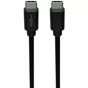 ANSMANN USB-C į USB-C duomenų ir įkrovimo kabelis, 1,2 m, 60W Power Delivery, juodas
