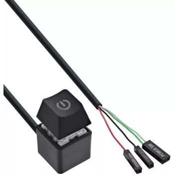 InLine® kompiuterio nuotolinio maitinimo mygtuko laidas, juodas, 2 m