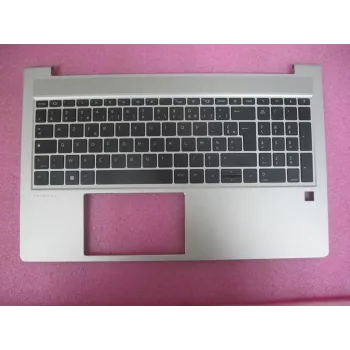 HP ProBook 450/455 G6/G7 viršutinis dangtis su prancūziška AZERTY klaviatūra, be išmaniosios kortelės skaitytuvo, Natural Silver
