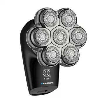 Blaupunkt MSH601 rotacinis skustuvas su 3 galvutėmis, šlapiam ir sausam skustuvui, su iššokančia trimere, LED baterijos indikatoriumi, kelionės užraktu, IPX7 atsparus vandeniui, 60 min belaidis veikimas, juodas/sidabrinis