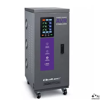 Qoltec 15kVA trifazis servovariklis įtampos stabilizatorius AVR su LCD ekranu, ±3% tikslumu, Expert Line