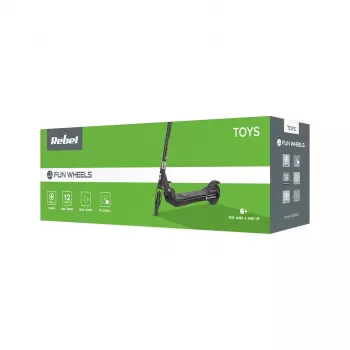 REBEL FUN WHEELS BLACK elektrinis paspirtukas 250W 25km/h 8 inch vientisos padangos