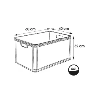 keeeper Robert 64 l talpi transportavimo dėžė, 60 kg apkrova, 600x400x320 mm, pilka