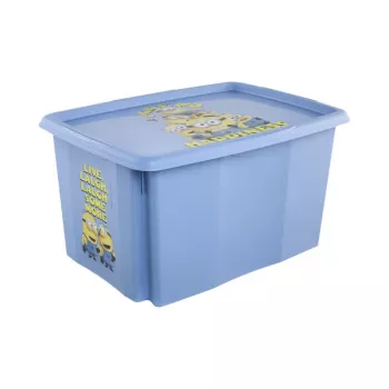keeeper Karolina dėžė su dangčiu 45L “Minions Happiness” 55,5x40x30cm šviesiai mėlyna