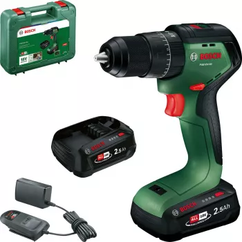 Bosch PSB18V-60 18V belaidis smūginis gręžtuvas su 2x2,5Ah baterijomis ir įkrovikliu dėkle
