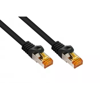 KABELMEISTER Cat.7 S/FTP RJ45 tinklo kabelis, 1 m, juodas, TPE apvalkalas, be halogenų, 10 Gbps