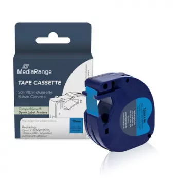 MediaRange etikečių kasetė Dymo D1 91225/S0721700 12mm x 4m juoda mėlyname fone