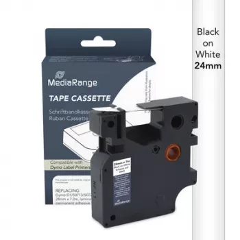 MediaRange Dymo D1 etikečių juostelė 24mm x 7m juoda ant baltos (S0720930/53713)