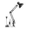 LEPRO 3100027-EU LED stalinė lempa su USB įkrovimo prievadu, 5 spalvų temperatūros, 7 ryškumo lygiai, jutiklinis valdymas, laikmatis, lanksti kojelė, akių apsauga, juoda