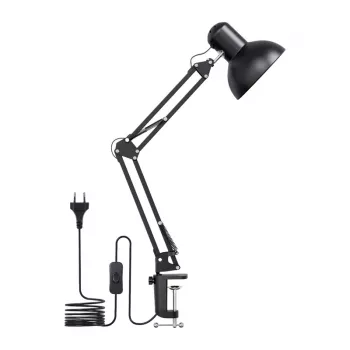 LEPRO 3100027-EU LED stalinė lempa su USB įkrovimo prievadu, 5 spalvų temperatūros, 7 ryškumo lygiai, jutiklinis valdymas, laikmatis, lanksti kojelė, akių apsauga, juoda
